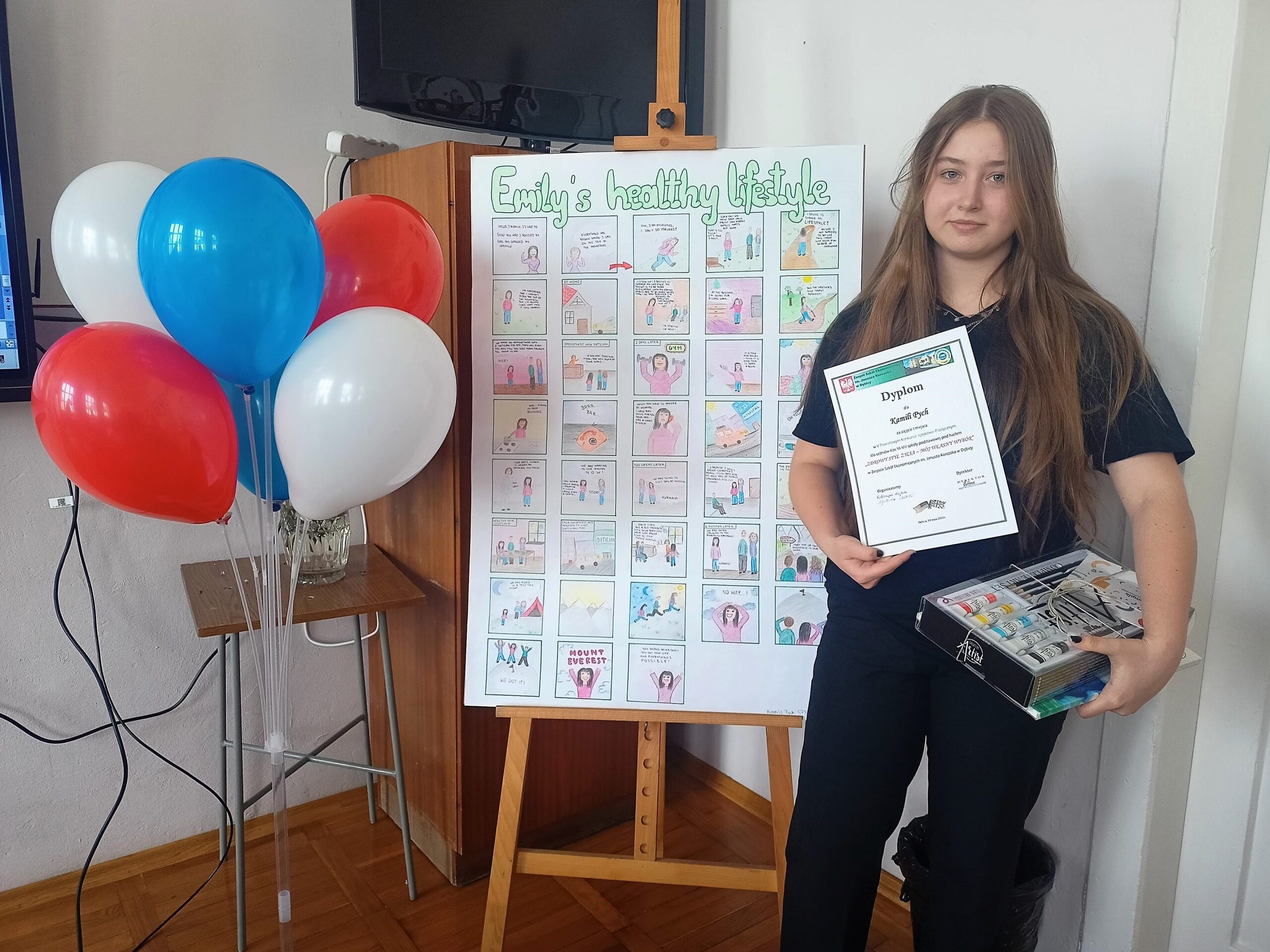 Kamila Pych - I miejsce. V Powiatowy Konkurs Językowo–plastyczny pod hasłem „ZDROWY STYL ŻYCIA – MÓJ WŁASNY WYBÓR"
