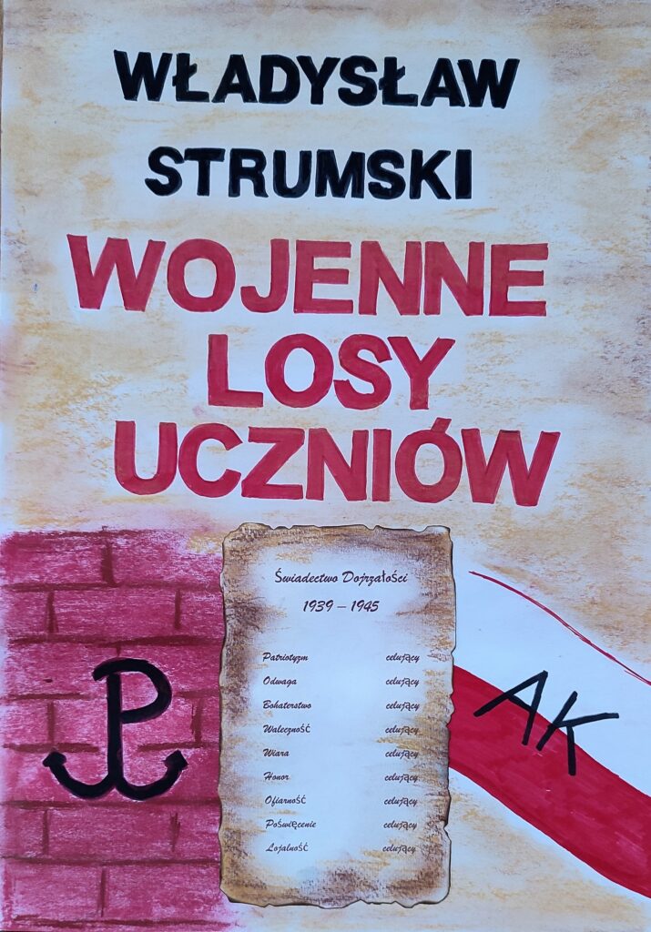 Michał Poświat, kl. 5b - wyróżnienie w Miejskim Konkursie Plastycznym na projekt okładki książki Władysława Strumskiego