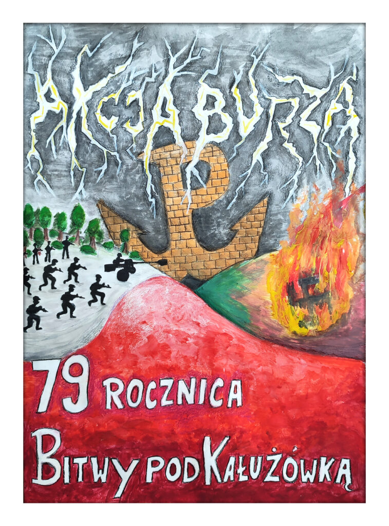 PLAKAT PSP nr 3 w DĘBICY - AKCJA BURZA - 79 ROCZNICA BITWY POD KAŁUŻÓWKĄ