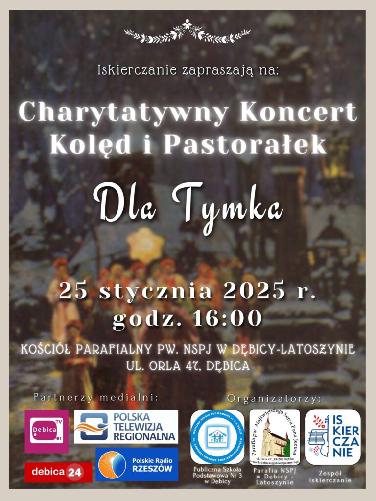 CHARYTATYWNY KONCERT KOLĘD I PASTORAŁEK DLA TYMKA - plakat