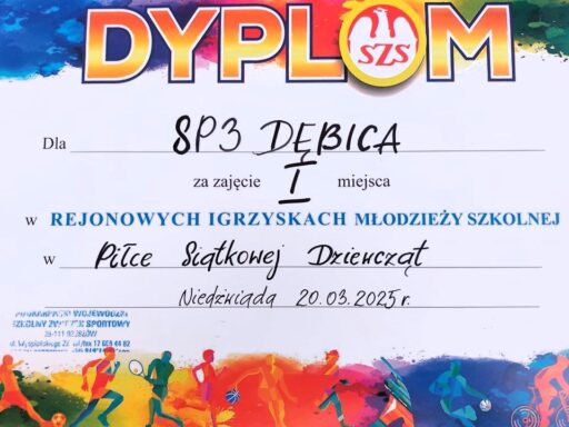ZŁOTY MEDAL w REJONOWYCH MISTRZOSTWACH MŁODZIEŻY SZKOLNEJ - dyplom
