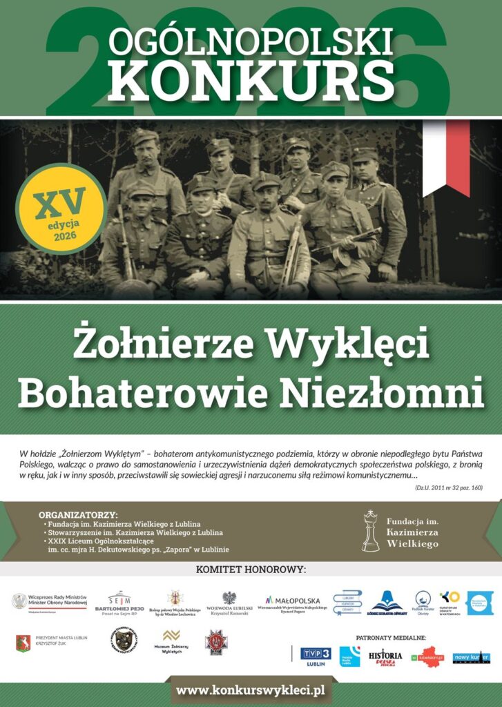 Plakat-XV edycji Ogólnopolskiego Konkursu „Żołnierze Wyklęci – Bohaterowie Niezłomni”