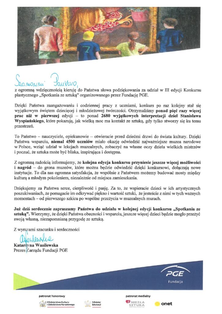 SPOTKANIA ZE SZTUKĄ - 3 edycja - podziękowanie dla PSP nr 3 w Dębicy