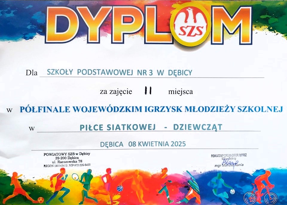SREBRO naszych siatkarek w Półfinale Wojewódzkim - dyplom