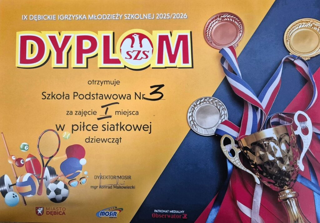 DYPLOM - MISTRZYNIE Dębickich Igrzysk Młodzieży Szkolnej w w Piłce Siatkowej